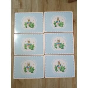 SET 6 Pottery Barn Kids Beatrix Potter Peter Rabbit Cork Backed Board Placemats